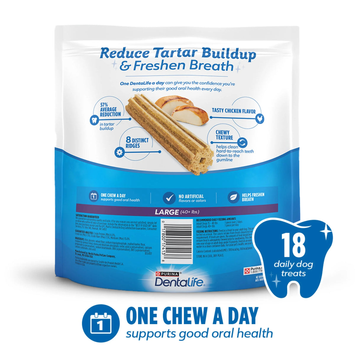 Purina  Daily Oral Care Chicken Flavor Dental Chews for Large Dogs, 20.7 Oz.