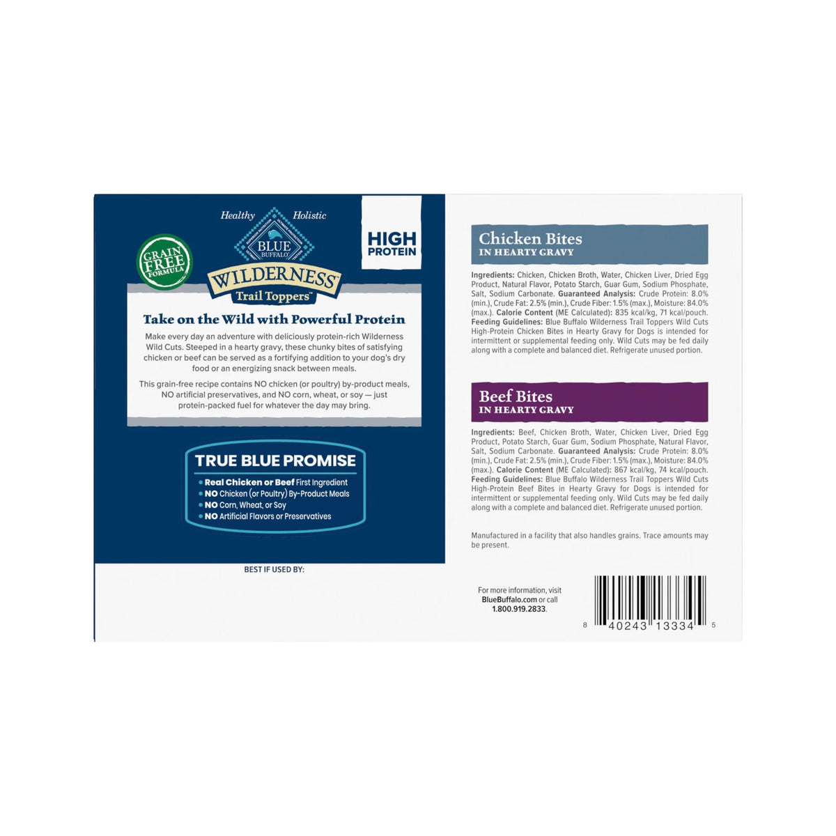 Wilderness Trail Toppers High-Protein Chicken & Beef, 3 Oz Pouches, 12 Count