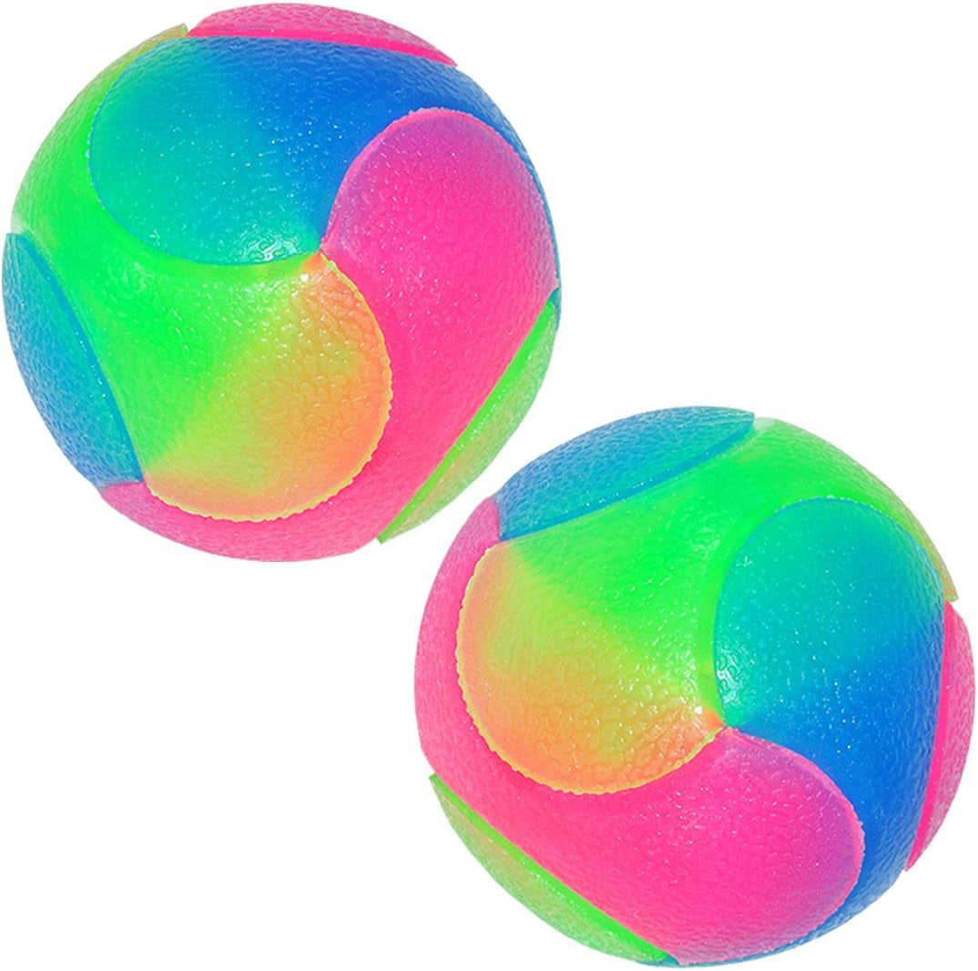 2Pcs Light up Dog Balls,Led Dog Ball,Glow in the Dark Dog Ball,Flashing Elastic Pet Toys for Puppy, Cats, Dogs