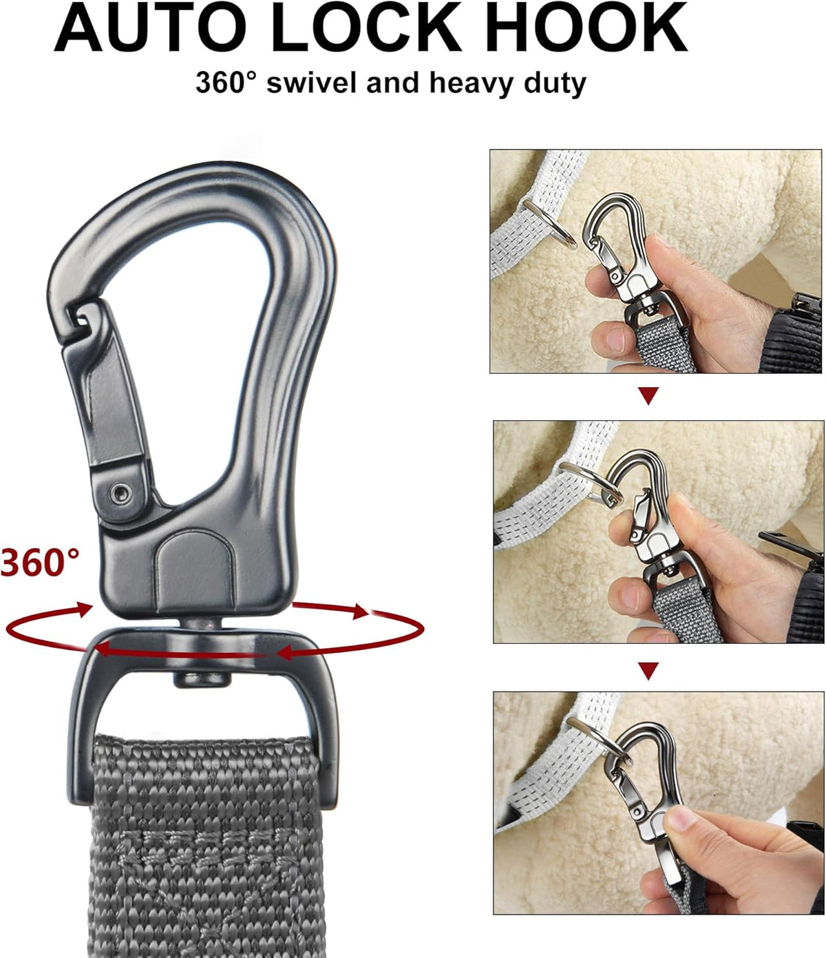 4FT Heavy Duty Dog Leash with Soft Padded Double Handle, Durable Strong Clasp Dog Leashes, Reflective Nylon Walking Lead for Large,Medium,Small Breed Dogs, Grey