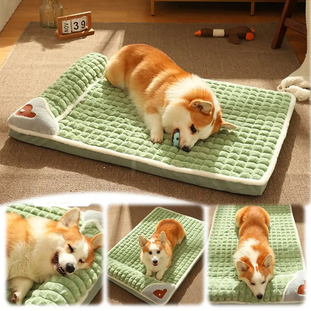 Winter Warm Dog Mat Plaid Bed for Cats Dogs Luxury Sofa for Small Medium Dogs Fluff Sleeping Removable Washable Pet Beds Z4U7