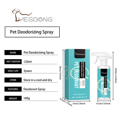 Pet Deodorant Spray, Gentle Pet Odor Eliminator for Dogs & Cats, Instantly Remove Bad Smell for Pet Bedding, Carpet & Home Surfaces, 120ML